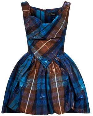 Vivienne Westwood Tartan-Print Draped Dress - Blue