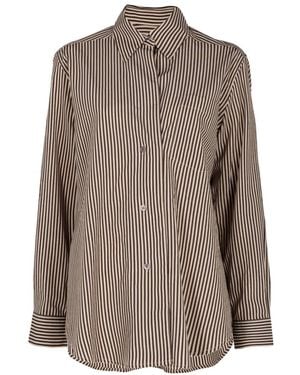 Agolde Aris Striped Shirt - Brown