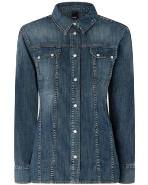 Pinko Washed-Effect Button-Down Shirt - Blue