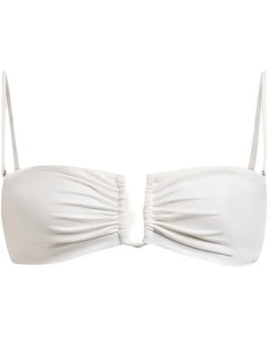 12 STOREEZ Gathered V-Neck Bikini Top - White