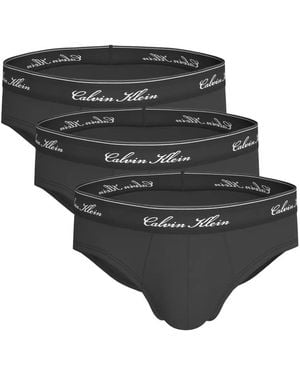 Calvin Klein Logo-Waistband Briefs (Set Of Three) - Black