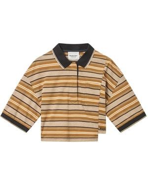 Isabel Marant Isalyne Striped Cotton Polo Shirt - Metallic