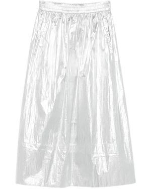 Tibi Falda Pull-On Metalizada - Blanco
