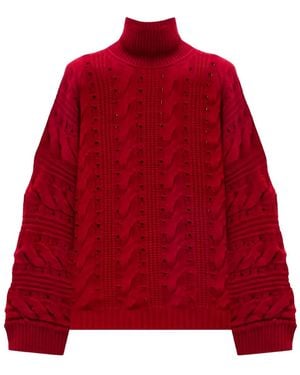 Twinset Cable-Knit Turtleneck Sweater - Red