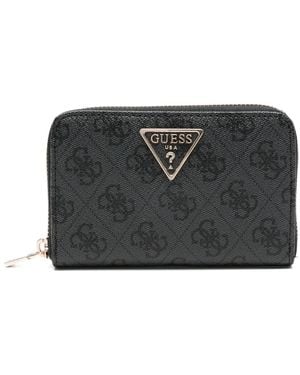 Guess Logo Zip Wallet - Black