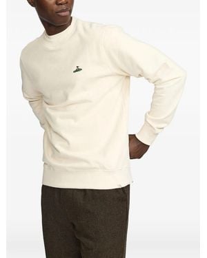 Revolution Car-Embroidered Crew-Neck Sweatshirt - Natural