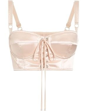 Dolce & Gabbana Lace-Up Satin Corset - Pink