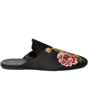 Dries Van Noten Mules con bordado floral - Negro