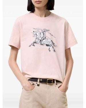 Burberry Etched Knight Cotton T-Shirt - Pink