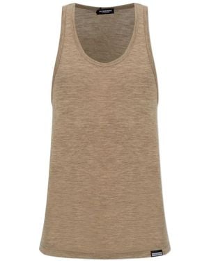 DSquared² Ribbed-Knit Tank Top - Natural