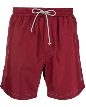 Brunello Cucinelli Badeshorts Mit Logo-Stickerei - Rot