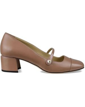 Jimmy Choo Elisa Pearl Strap Court Shoes - Brown