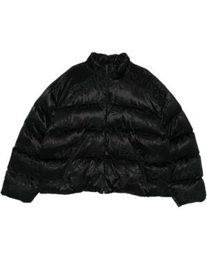 Balenciaga Logo-Pattern Quilted Jacket - Black