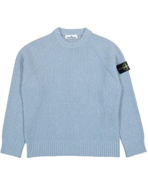 Stone Island Ribbed-Knit Bouclé Jumper - Blue