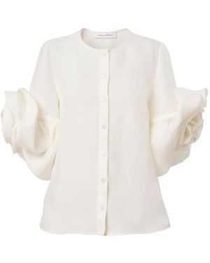 Carolina Herrera Rosette Gazar Blouse - White