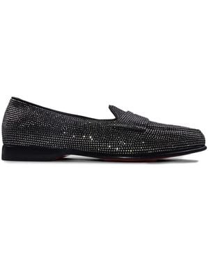 Santoni Stud-Embellished Leather Loafers - Black