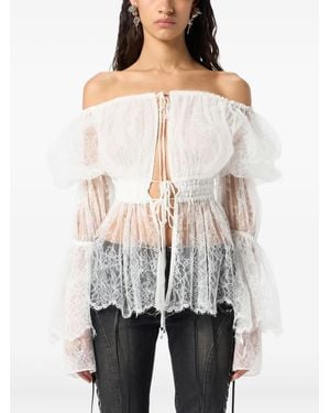 Blumarine Blusa Con Spalle Scoperte - Bianco