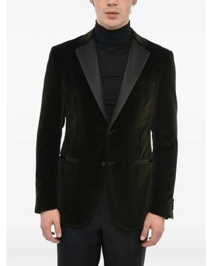 Corneliani Blazer Boutonné À Revers En Satin - Black