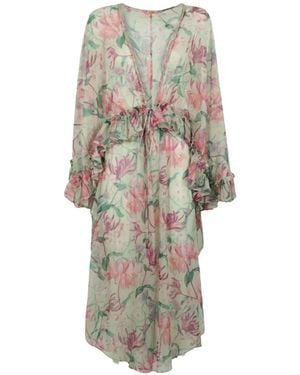 PATBO Honey Flower Ruffled Robe - White
