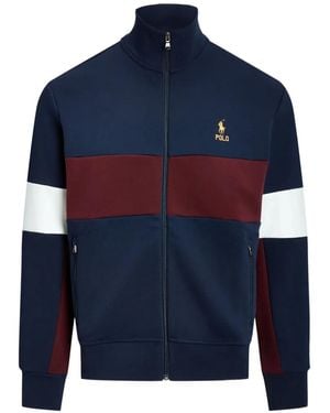 Polo Ralph Lauren Colour-Block Zip-Up Cotton Cardigan - Blue