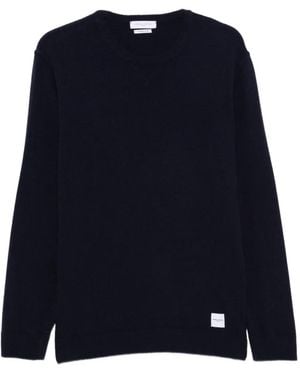 Daniele Fiesoli Crew-Neck Logo-Patch Sweater - Blue
