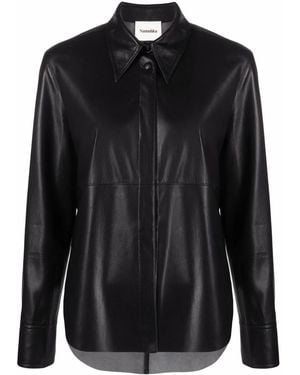 Nanushka Vegan-Leather Long-Sleeve Shirt - Black