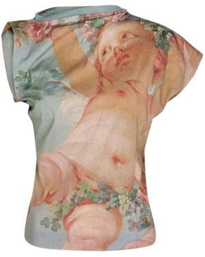 Vivienne Westwood Cherub-Print Draped Top - Grey