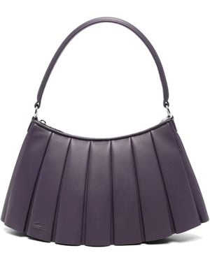 Lacoste Sac À Main Lenglen Médium À Design Plissé En Cuir - Violet