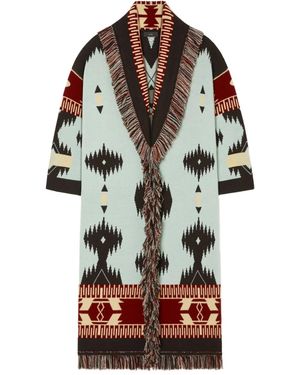 Alanui Icon Jacquard Fringed Cardi-Coat - Blue