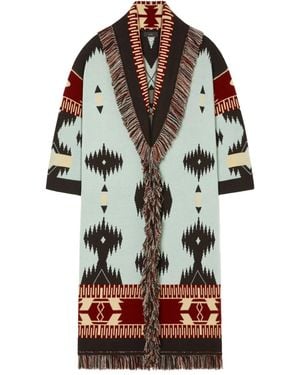 Alanui Icon Jacquard Fringed Cardi-Coat - Blue