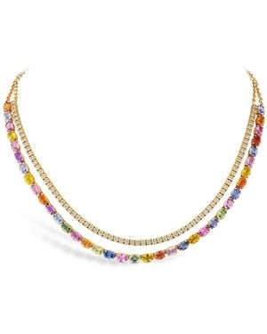 Pragnell 18Kt Rose Fancy Sapphire And Diamond Two-Row Necklace - Natural