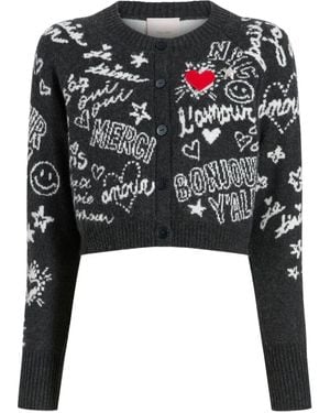 Cinq À Sept Millie Love Doodles Cardigan - Black