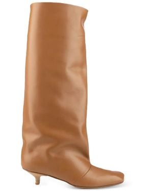 Vicini Square-Toe Leather Boots - Brown