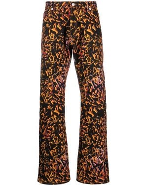 Palmier Abstract-Print Straight-Leg Trousers - Blue