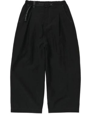 and wander X Gramicci Belted Pleated Trousers - Black