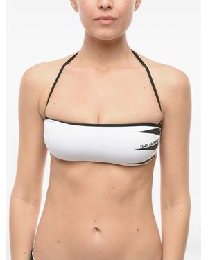 KARL LAGERFELD Logo-Print Bandeau Bikini Top - Black