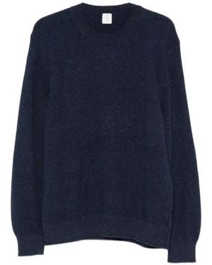 Eleventy Flecked-Knit Crew-Neck Jumper - Blue