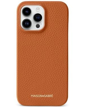 Maison De Sabre Iphone 15 Pro Max Leather Phone Case - Orange