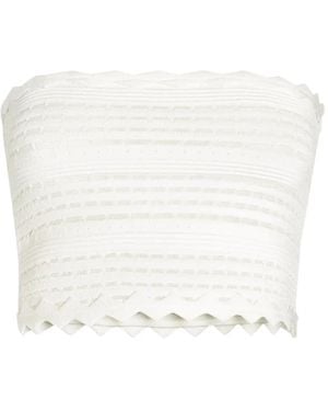 Genny Gewelfde Gebreide Bandeau-Top - Wit