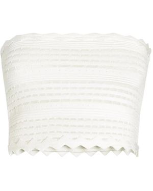 Genny Scalloped Knitted Bandeau Top - White
