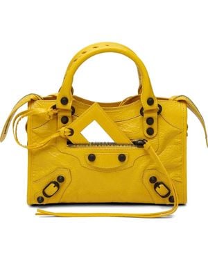 Balenciaga Mini Le City Studded Tote Bag - Yellow
