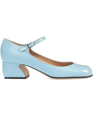 Sergio Rossi 45Mm Si Patent Leather Ankle-Strap Court Shoes - Blue