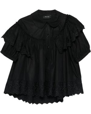 Simone Rocha Chemise Sans Manches À Broderie Anglaise - Black