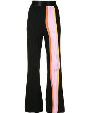 Ellery Striped Panel Flared Trousers - Black