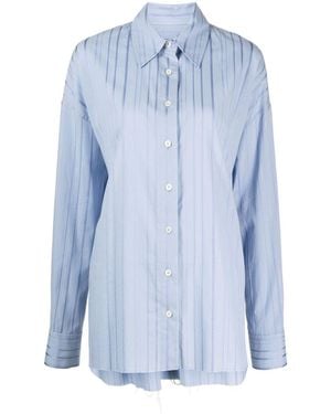 Goen.J Metallic-Threading Striped Shirt - Blue