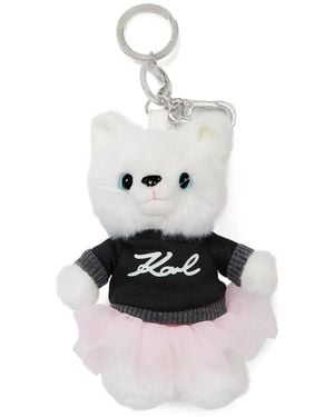 KARL LAGERFELD Ikon Choupette Plush Keyring - White
