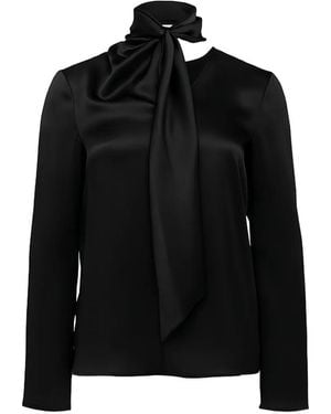 Alberta Ferretti Neutral High-Neck Acetate Blouse - Black