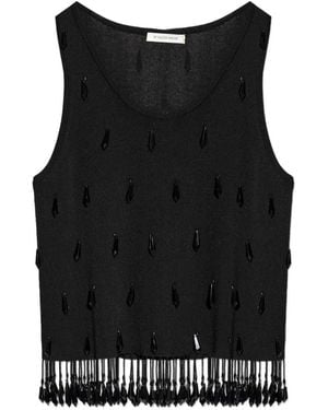 By Malene Birger Hysa Bead-Embellished Fringe Top - Black