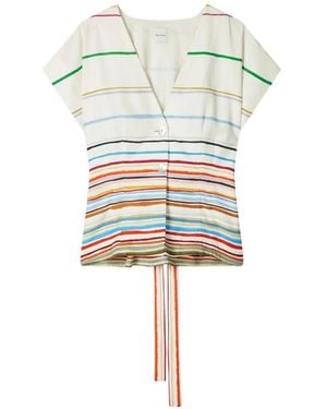 Paul Smith Gestreiftes Oberteil Mit Bindegürtel - Weiß