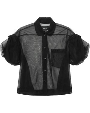 Simone Rocha Camisa translúcida de manga farol - Negro